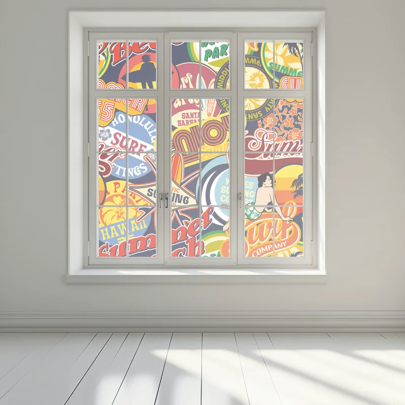 Fensteraufkleber retro surf aufkleber-collage