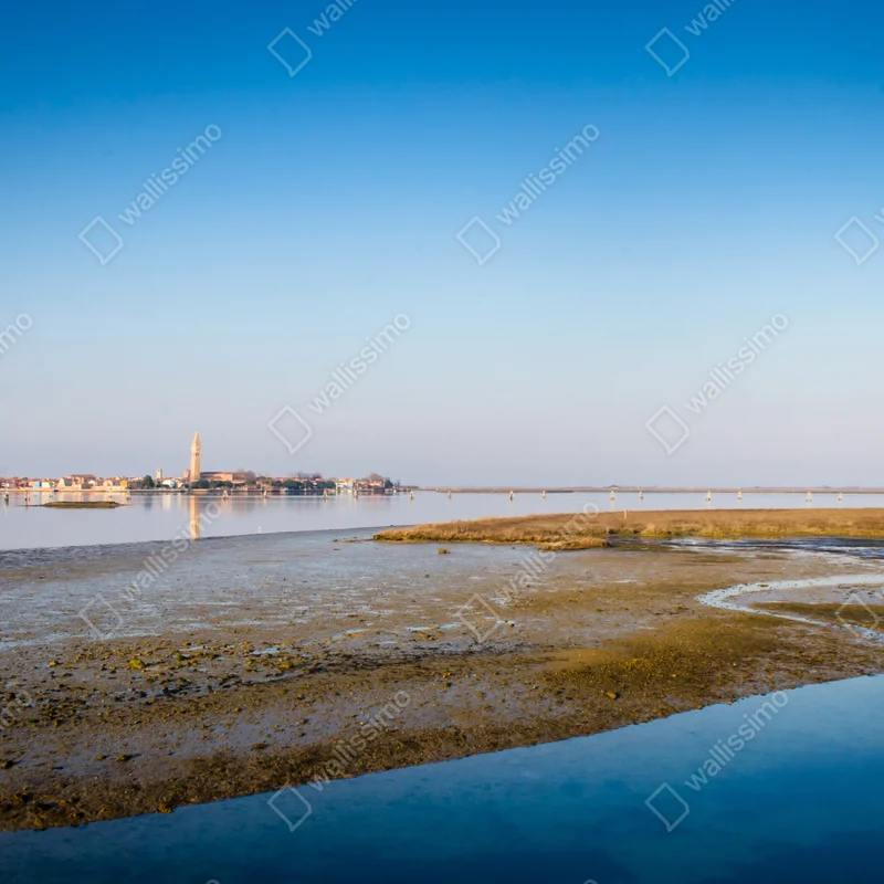 Poster ruhige küstenlandschaft bei ebbe • Poster bei Wallnifity® Poster ruhige küstenlandschaft bei ebbe • Poster bei Wallnifity®