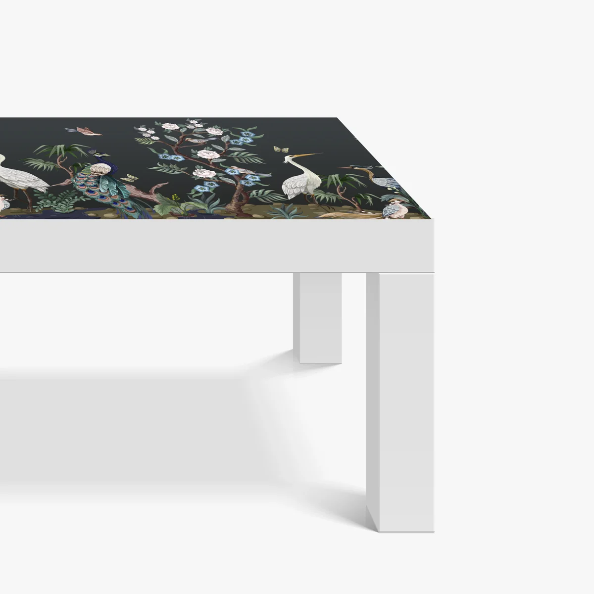 Tischaufkleber und Schreibtischaufkleber pfau und reiher im blumenmuster Tischaufkleber und Schreibtischaufkleber pfau und reiher im blumenmuster