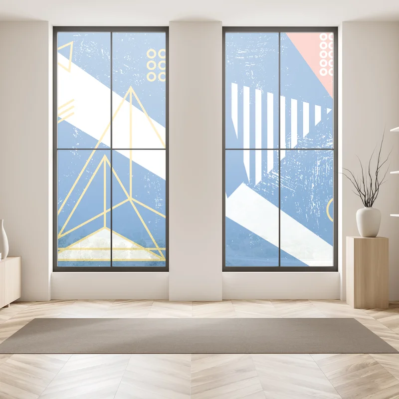 Fensteraufkleber geometrische abstraktion in blau