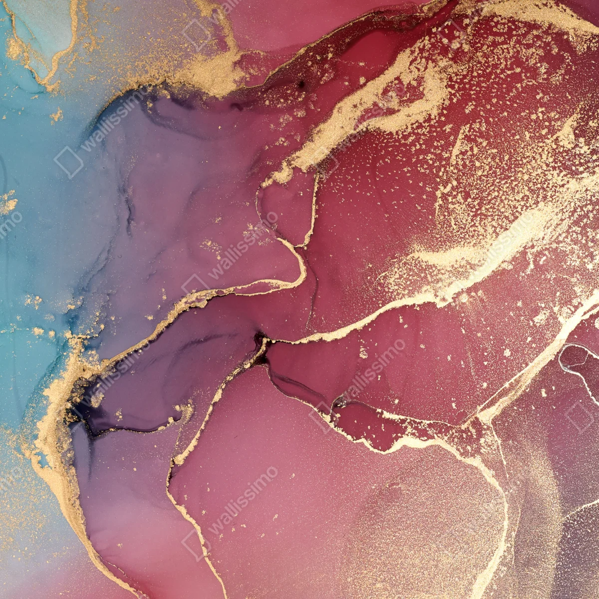 Fensteraufkleber abstraktes marmoriertes bild in türkis und lila mit gold Fensteraufkleber abstraktes marmoriertes bild in türkis und lila mit gold