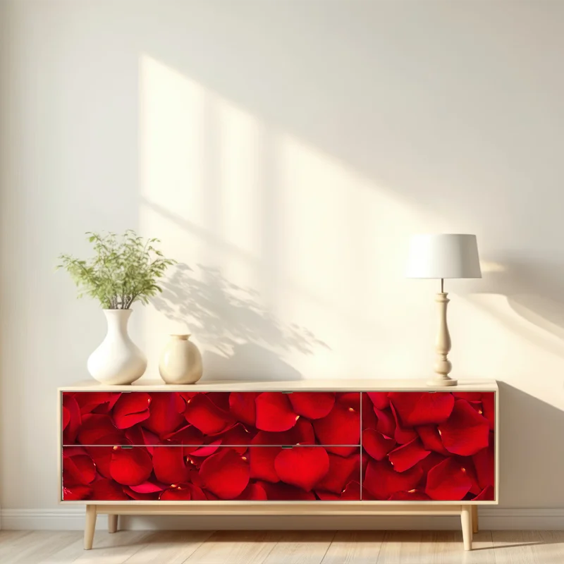 Repositionierbarer Aufkleber rote rosenblätter hintergrund