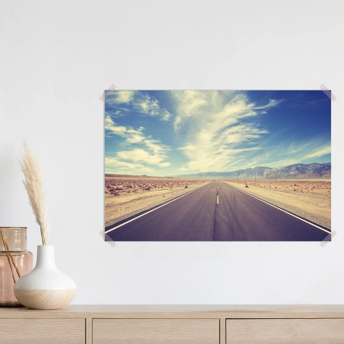 Poster vintage landstraße unter weitem himmel Poster vintage landstraße unter weitem himmel