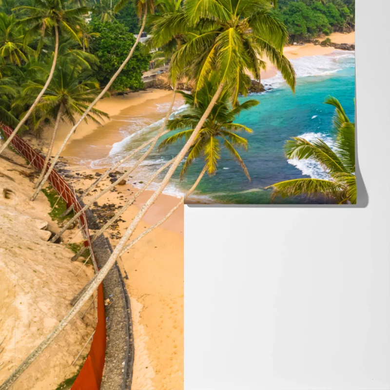 Fototapeta turkusowe tropikalne wybrzeże z palmami Fototapeta turkusowe tropikalne wybrzeże z palmami