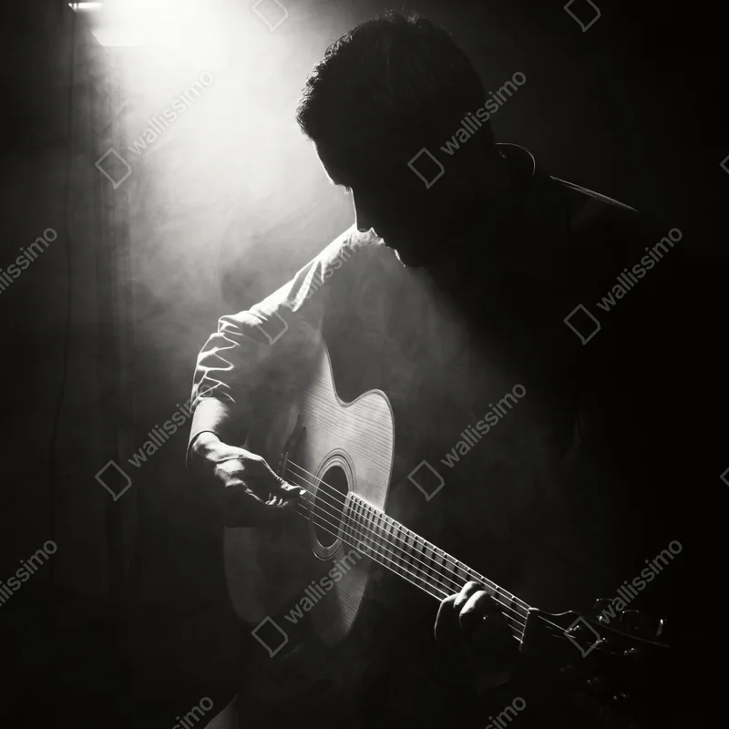 Schrankaufkleber silhouette eines gitaristen im scheinwerferlicht Schrankaufkleber silhouette eines gitaristen im scheinwerferlicht