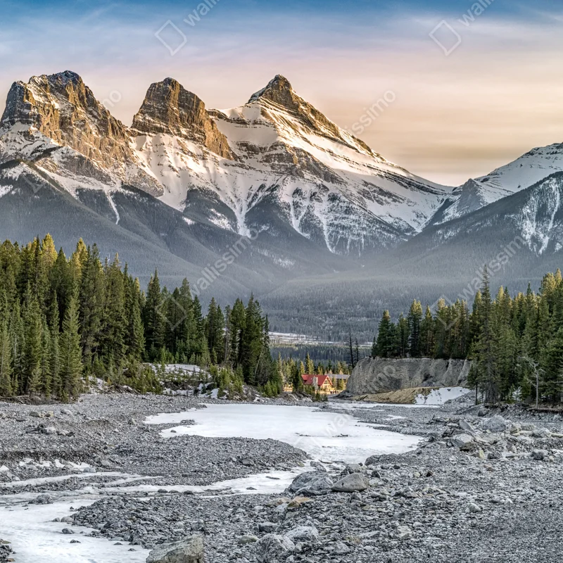 Schrankaufkleber majestätische berggipfel und kiefernwald Schrankaufkleber majestätische berggipfel und kiefernwald