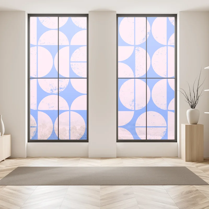 Fensteraufkleber pastell geometrisches kreismuster Fensteraufkleber pastell geometrisches kreismuster