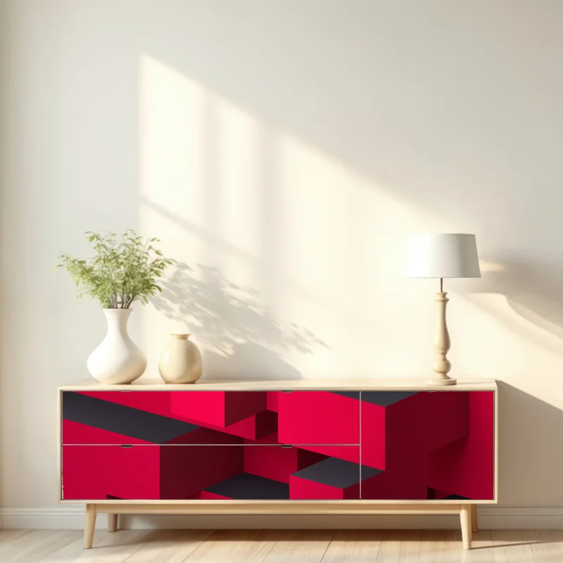 Repositionierbarer Aufkleber kräftige rote geometrische blöcke