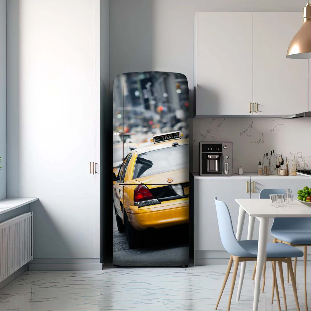 Kühlschrankaufkleber gelbe taxis in einer belebten straße von New York Kühlschrankaufkleber gelbe taxis in einer belebten straße von New York
