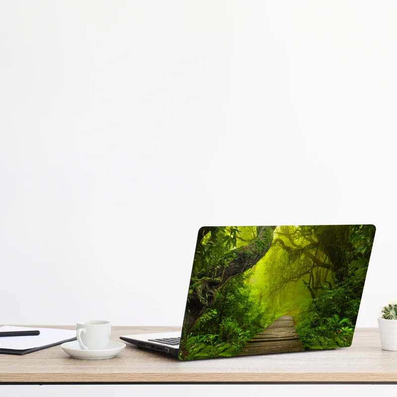 Naklejka na laptopa mistyczna zielona ścieżka w lesie