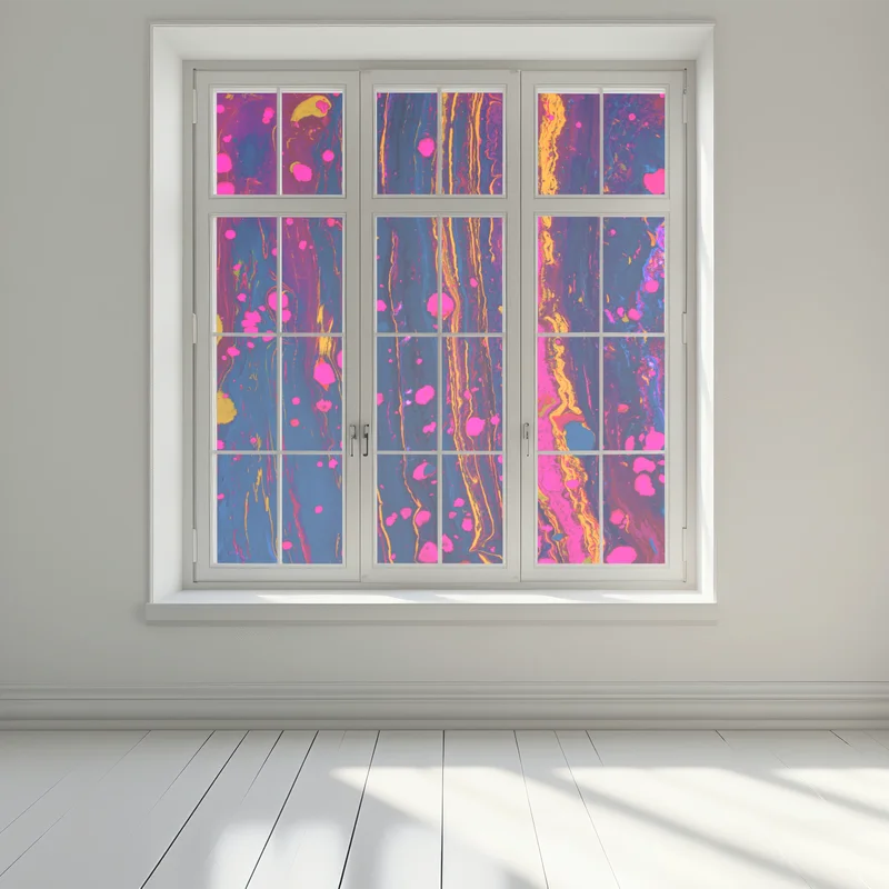 Fensteraufkleber neon marmorierte abstrakte wandgrafik