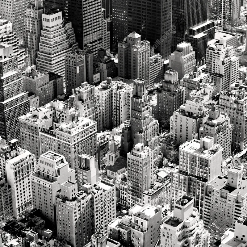 Naklejka na okno Manhattan widok z lotu ptaka w monochromie Naklejka na okno Manhattan widok z lotu ptaka w monochromie