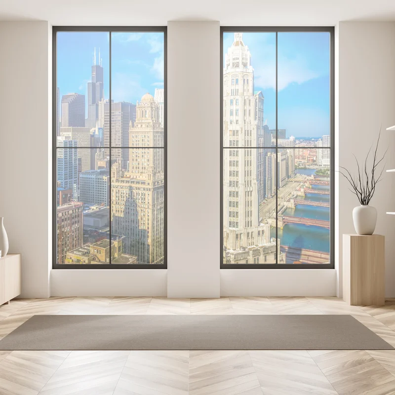 Naklejka na okno Chicago panorama nad rzeką