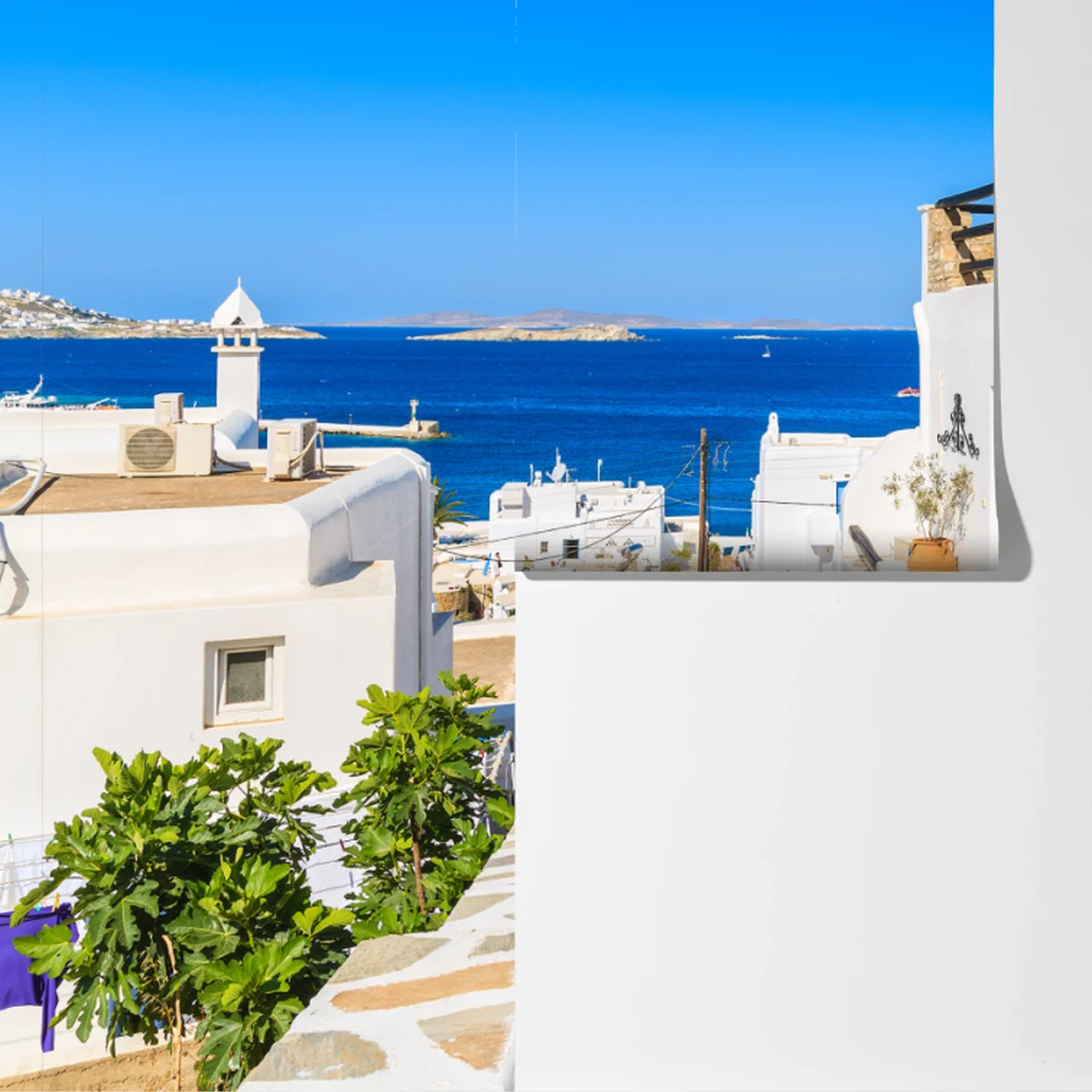 Fototapete sonnige gasse in Mykonos Fototapete sonnige gasse in Mykonos