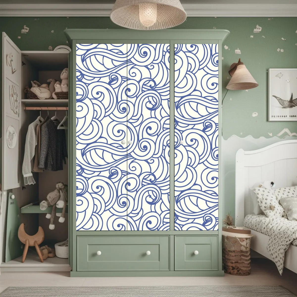 Schrankaufkleber nahtloses blaues wirbelmuster Schrankaufkleber nahtloses blaues wirbelmuster