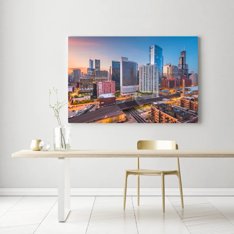 Leinwandbild Chicago skyline bei dämmerung Leinwandbild Chicago skyline bei dämmerung