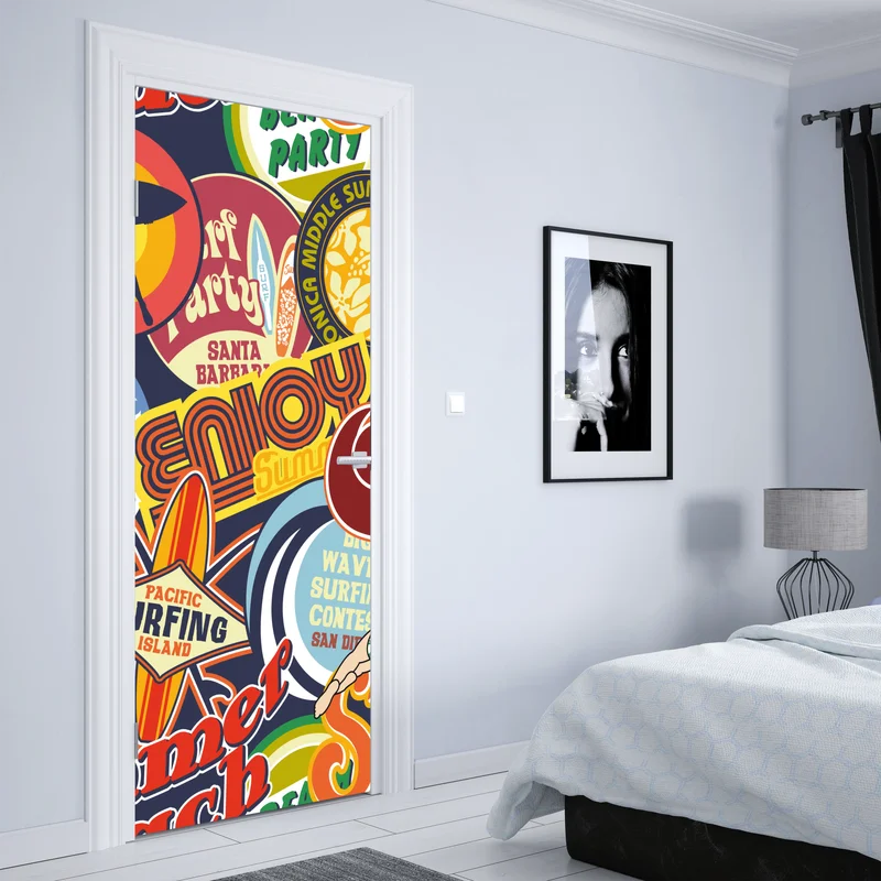 Türaufkleber retro surf aufkleber-collage