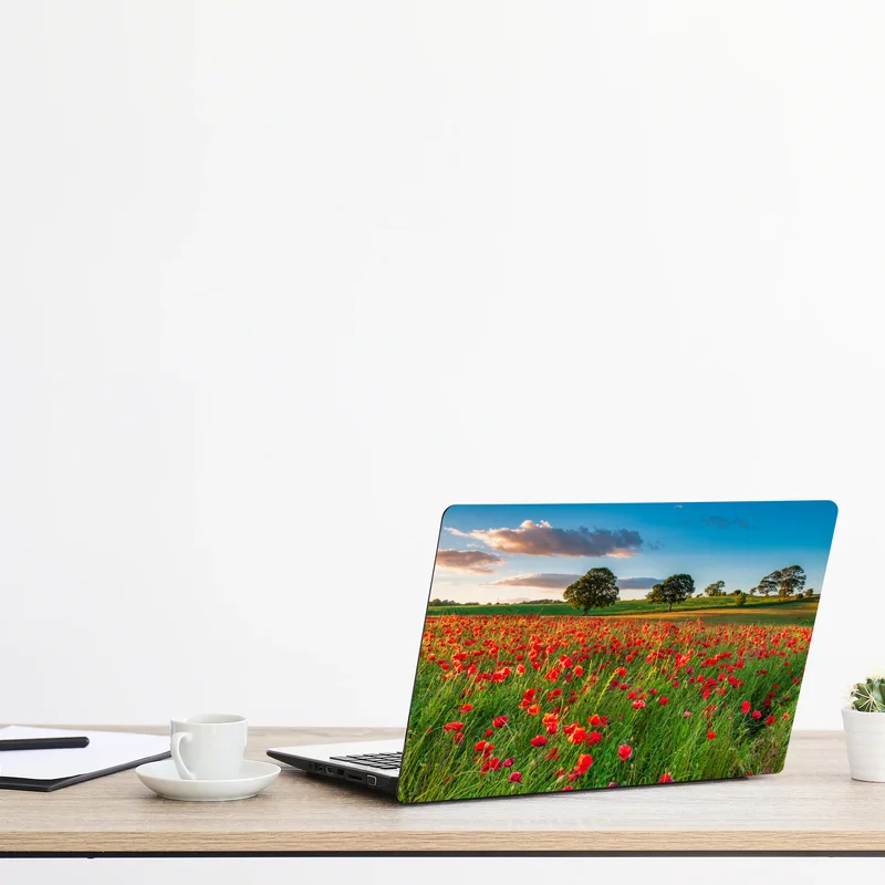 Laptop-Aufkleber rotes mohnfeld bei Corbridge Laptop-Aufkleber rotes mohnfeld bei Corbridge
