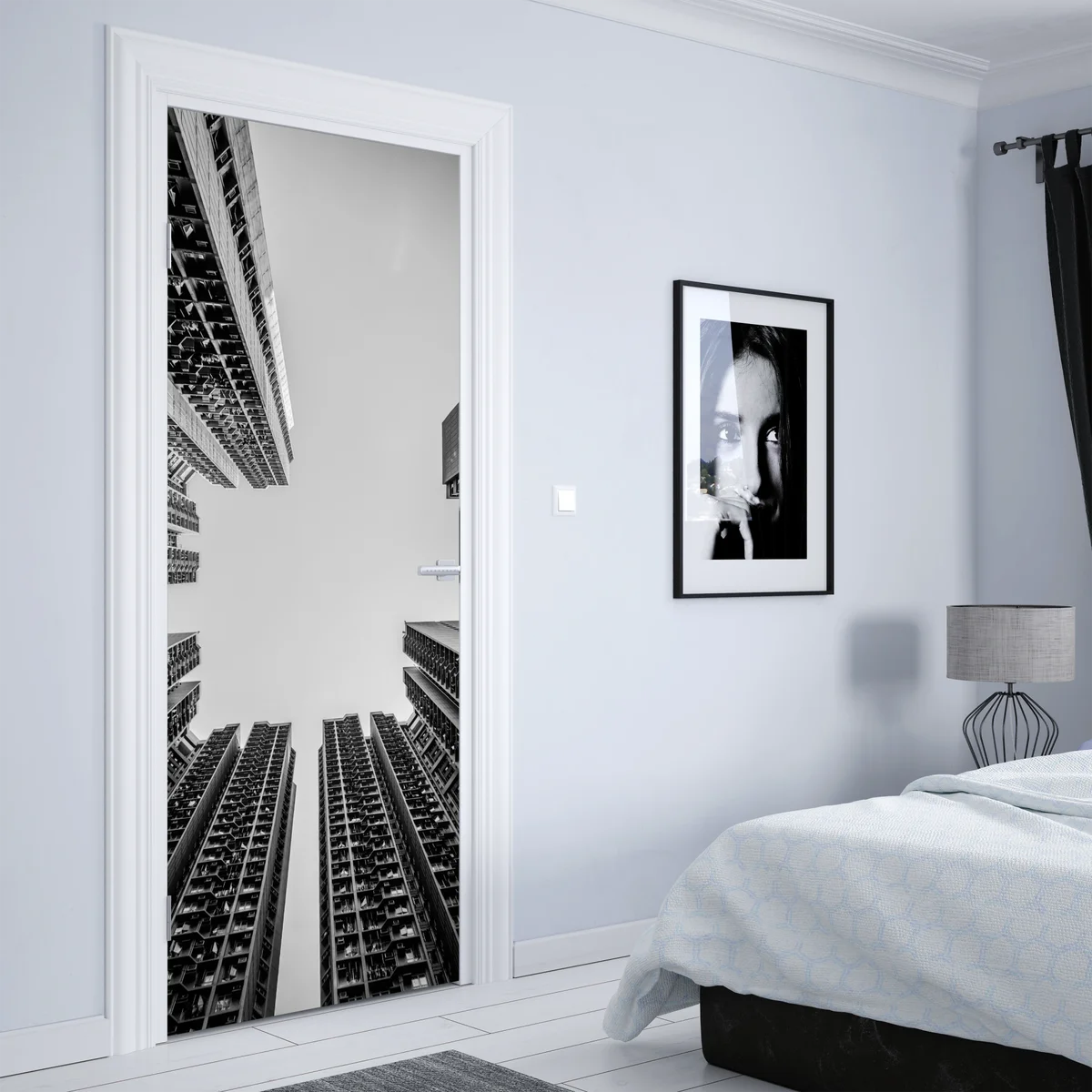 Türaufkleber städtische perspektive hochhäuser Türaufkleber städtische perspektive hochhäuser