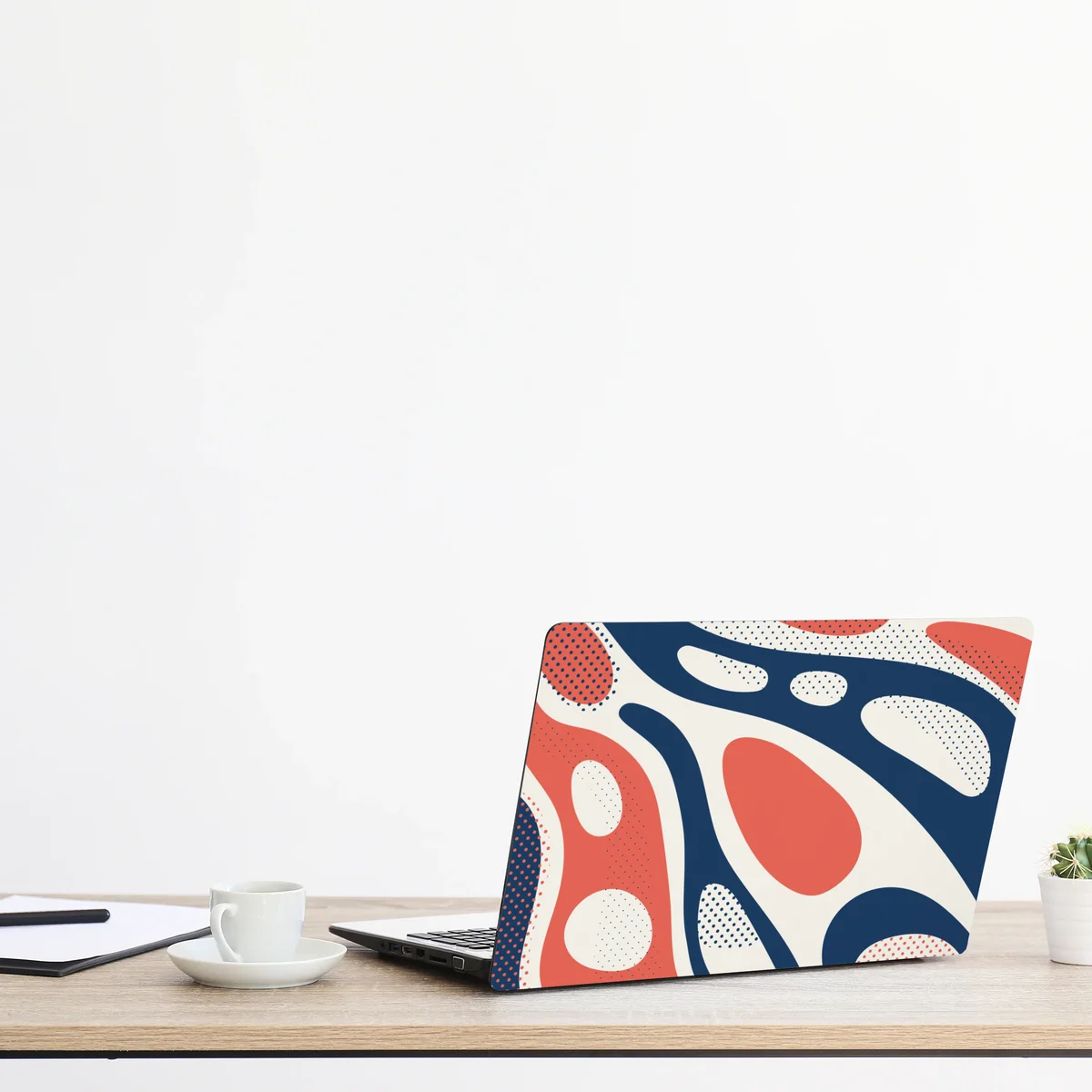 Laptop-Aufkleber retro korallenrot und marineblau abstraktes muster Laptop-Aufkleber retro korallenrot und marineblau abstraktes muster