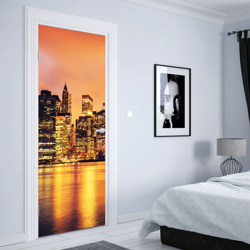 Türaufkleber New York skyline bei sonnenuntergang