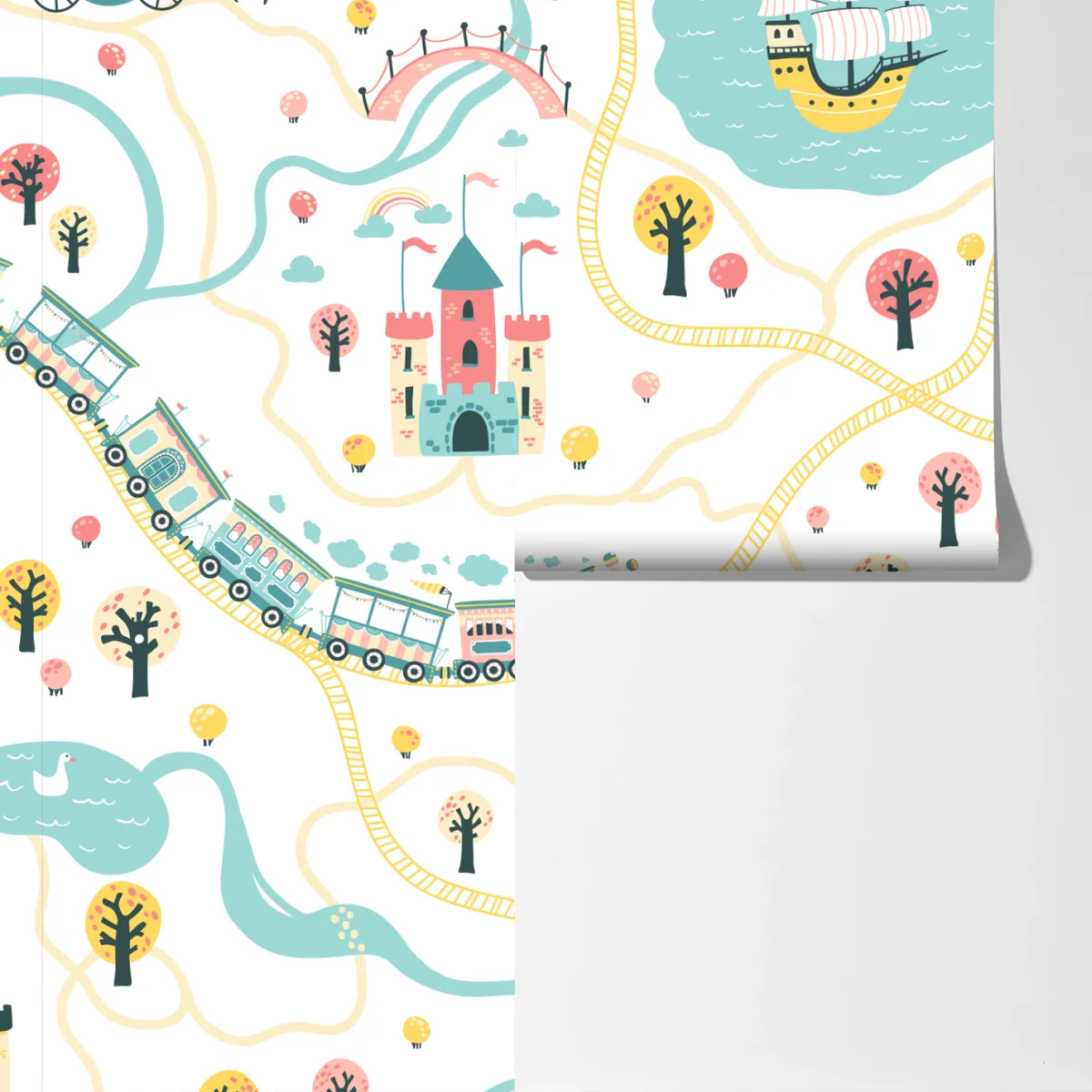 Fototapeta pastelowa mapa przygód dla dzieci Fototapeta pastelowa mapa przygód dla dzieci