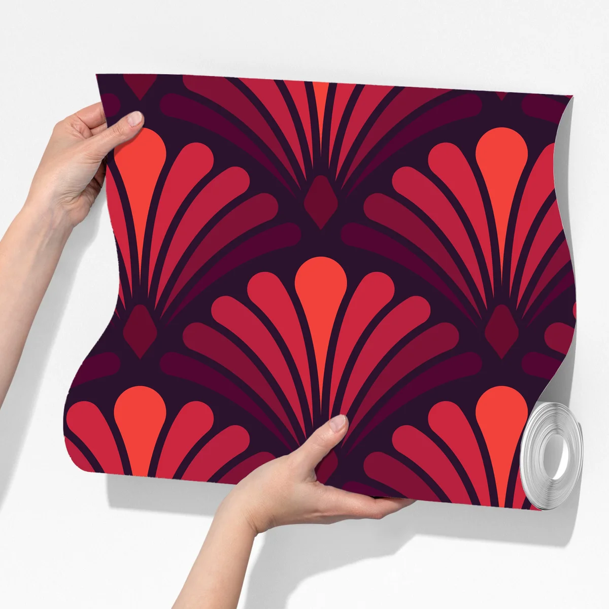 Fototapeta elegancki motyw art deco w odcieniach bordo i koralu Fototapeta elegancki motyw art deco w odcieniach bordo i koralu