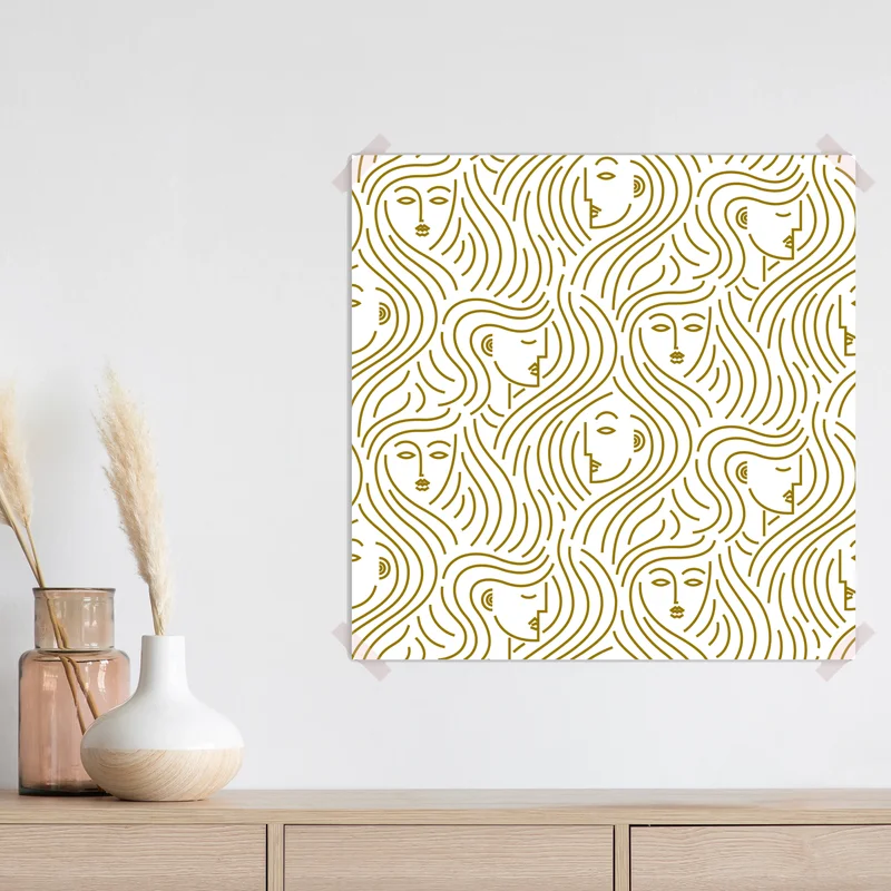 Poster goldene fließende gesichter nahtloses muster Poster goldene fließende gesichter nahtloses muster