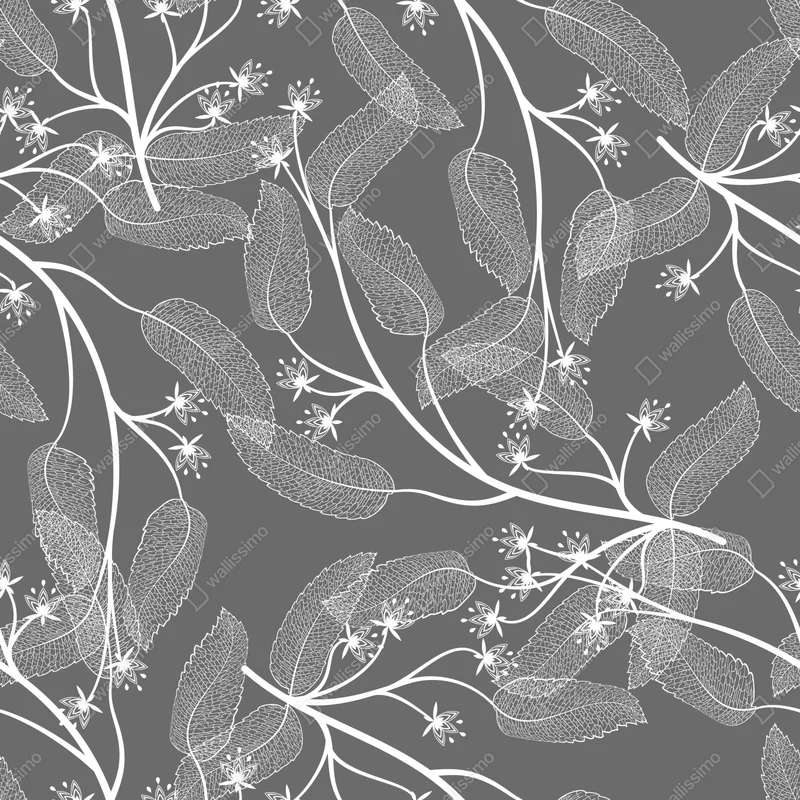 Tischaufkleber und Schreibtischaufkleber zarte weiße blätter auf grauem hintergrund Tischaufkleber und Schreibtischaufkleber zarte weiße blätter auf grauem hintergrund