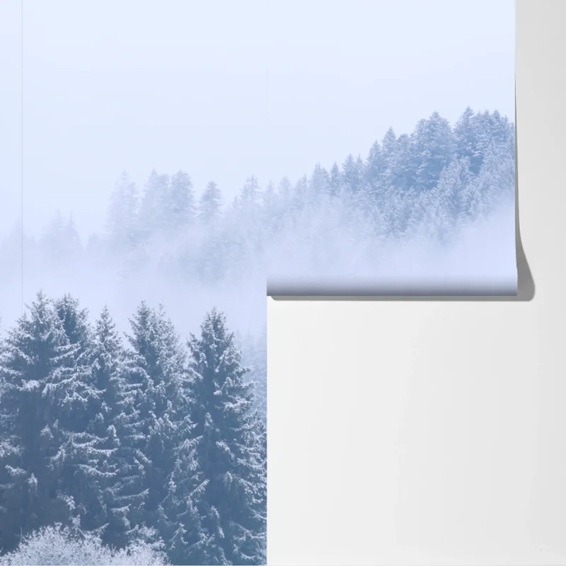 Fototapete winternebel über nadelwald Fototapete winternebel über nadelwald