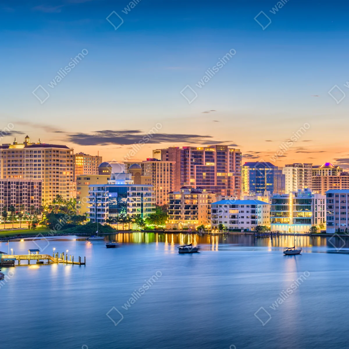 Fototapete Sarasota bei dämmerung über der bucht Fototapete Sarasota bei dämmerung über der bucht