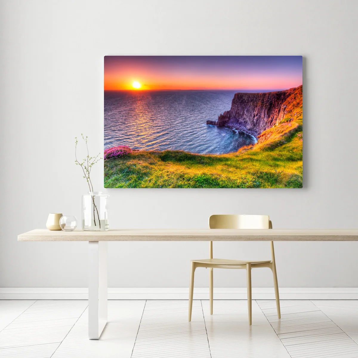 Leinwandbild sonnenuntergang über zerklüfteten küstenklippen Leinwandbild sonnenuntergang über zerklüfteten küstenklippen