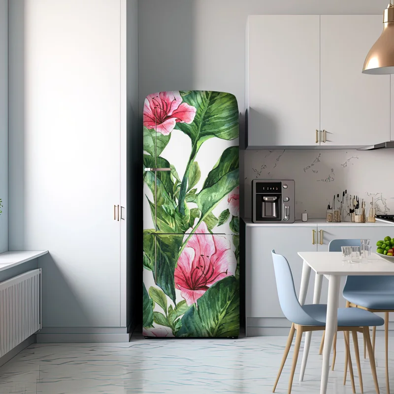 Kühlschrankaufkleber rosa aquarell blumen botanikmotiv Kühlschrankaufkleber rosa aquarell blumen botanikmotiv