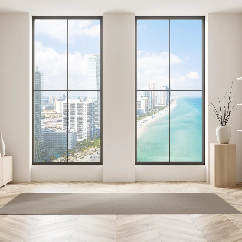 Fensteraufkleber türkisfarbene strand-skyline