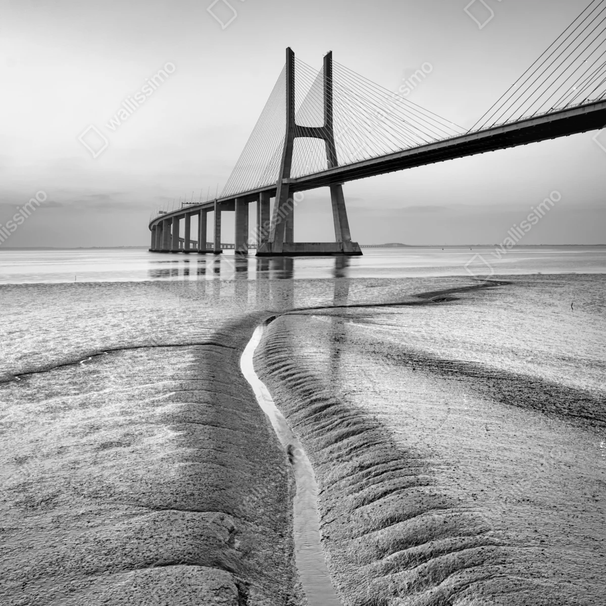 Poster minimalistische seilbrücke in monochrom Poster minimalistische seilbrücke in monochrom