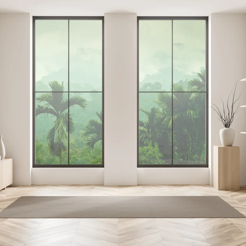 Fensteraufkleber neblige tropische dschungellandschaft