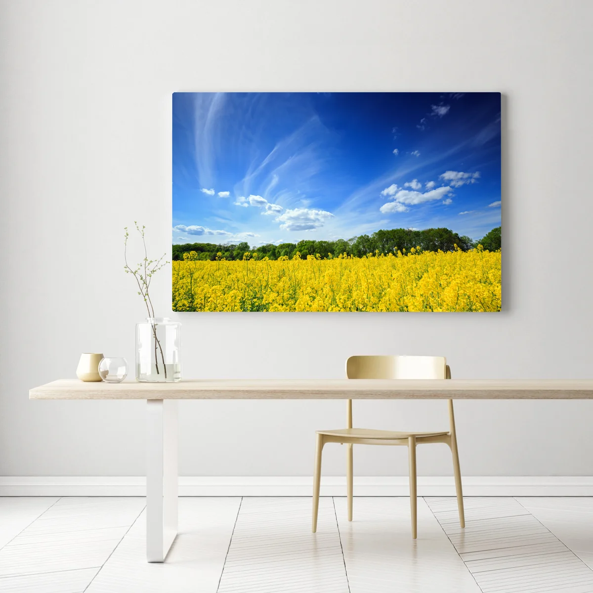 Leinwandbild polnisches rapsfeld unter blauem himmel Leinwandbild polnisches rapsfeld unter blauem himmel