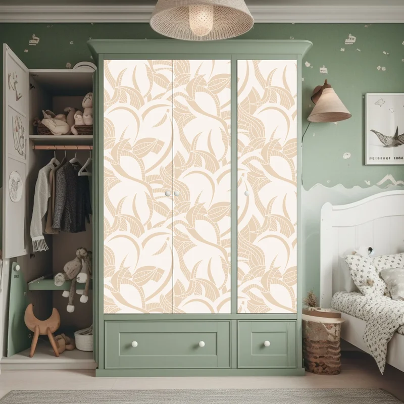 Schrankaufkleber beiges blattmuster im botanischen stil