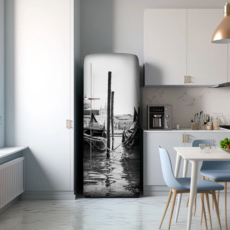 Kühlschrankaufkleber vertäute gondeln in Venedig