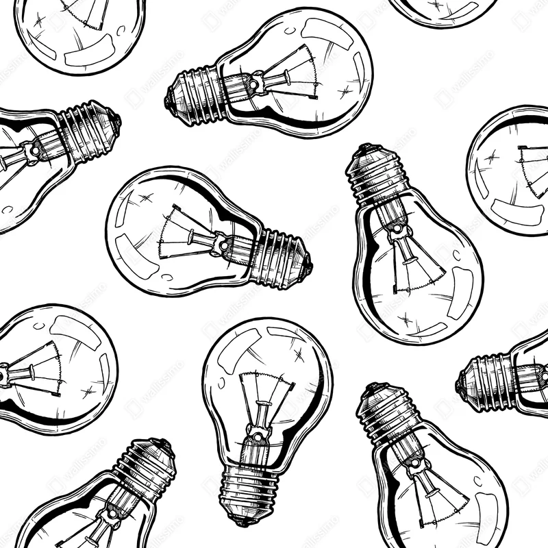 Fototapeta ręcznie rysowany wzór żarówki Fototapeta ręcznie rysowany wzór żarówki