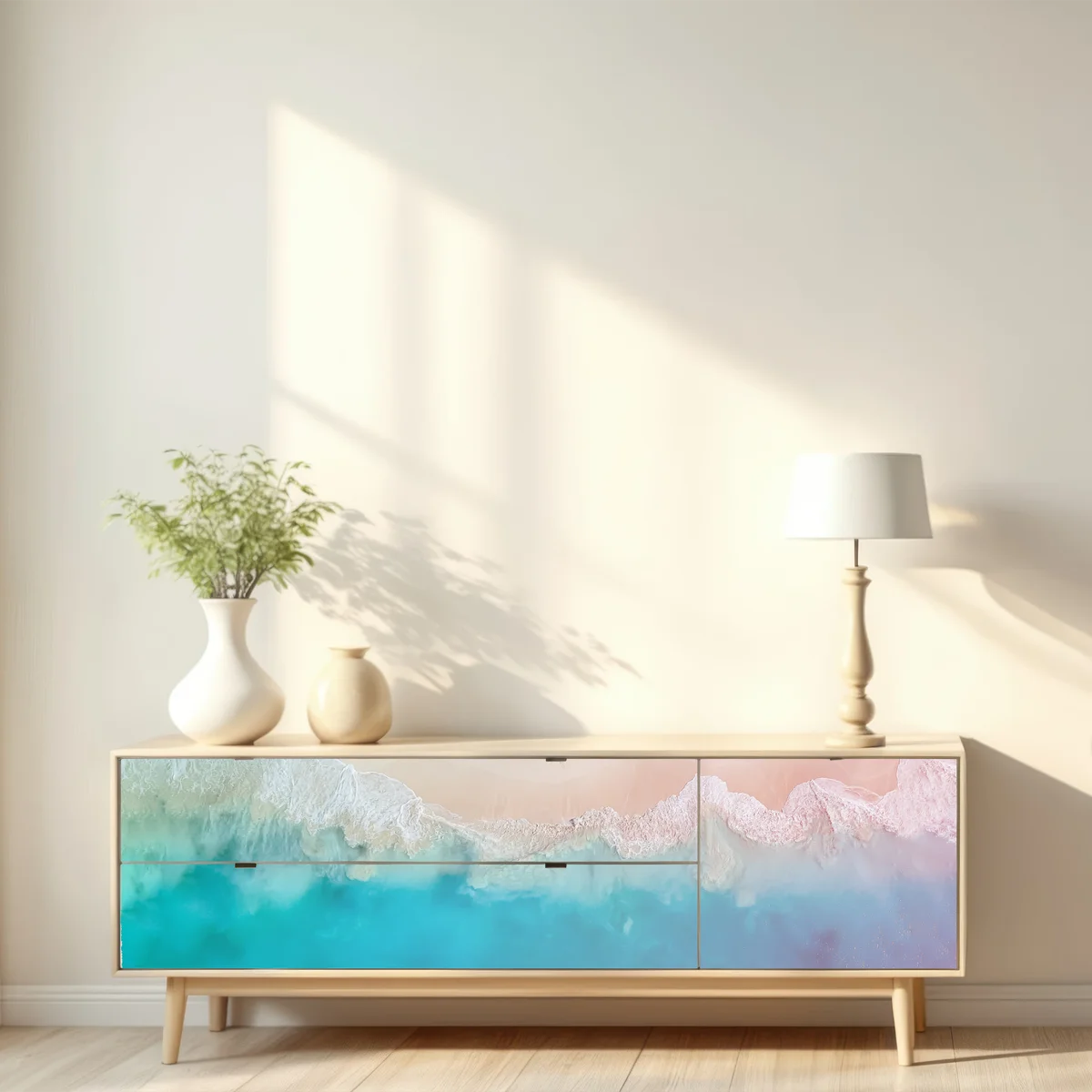 Repositionierbarer Aufkleber pastell türkis strand aus der luft Repositionierbarer Aufkleber pastell türkis strand aus der luft