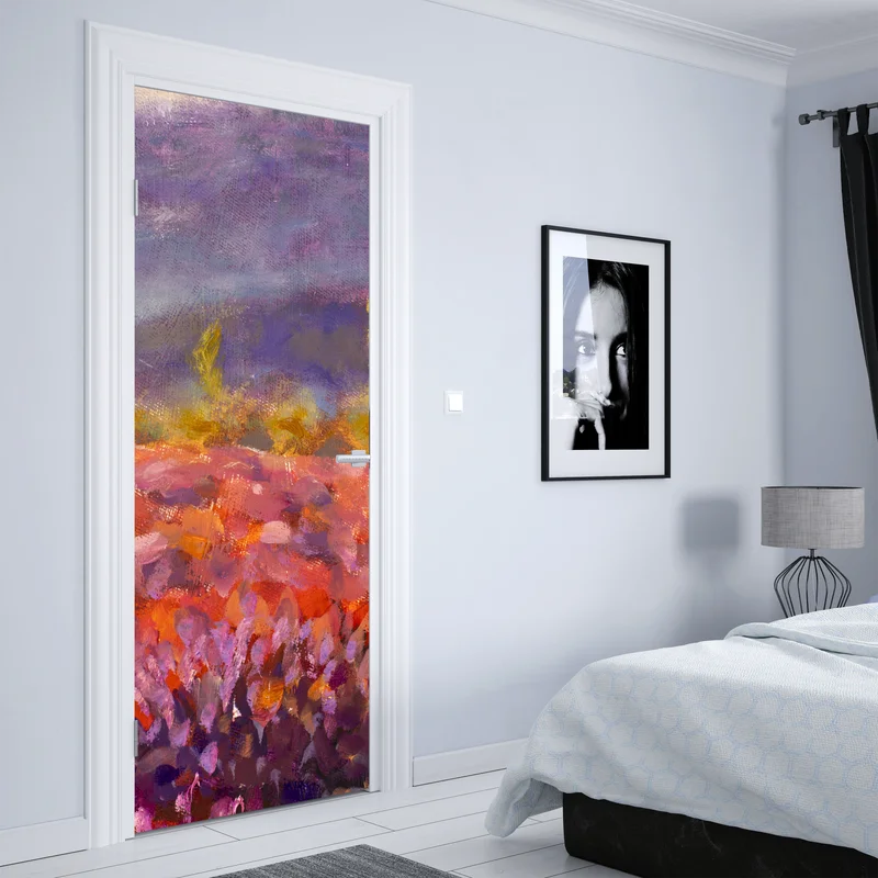 Türaufkleber Provence lavendelfeld gemälde