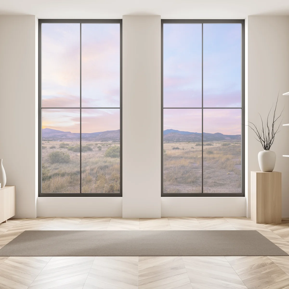 Fensteraufkleber pastellsonnenuntergang über wüstenbergen Fensteraufkleber pastellsonnenuntergang über wüstenbergen