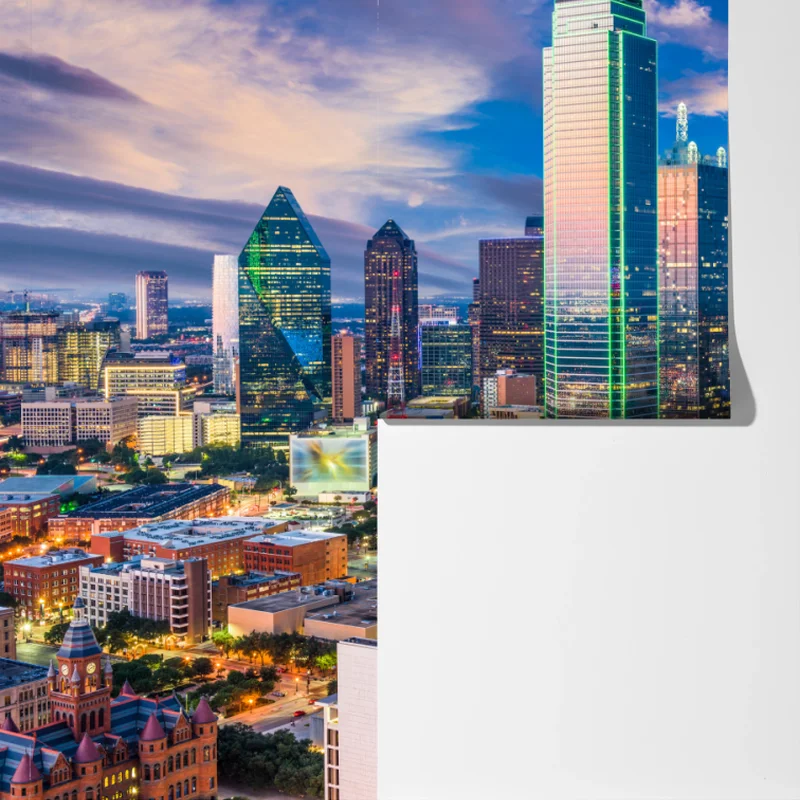 Fototapeta Dallas panorama miasta o zachodzie słońca Fototapeta Dallas panorama miasta o zachodzie słońca