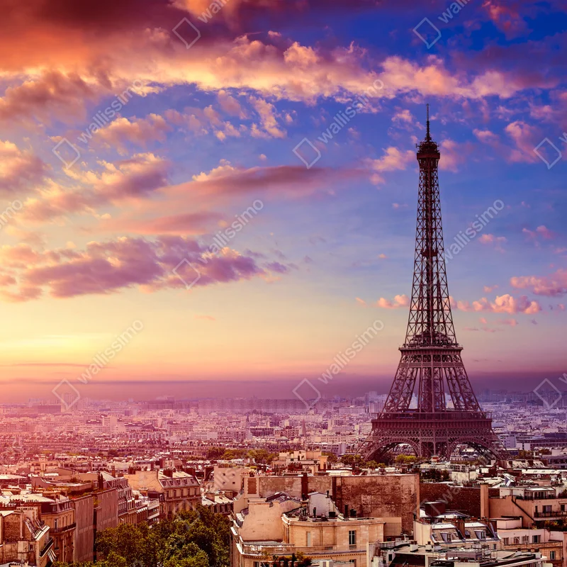 Fototapete sonnenuntergang über dem Eiffelturm Fototapete sonnenuntergang über dem Eiffelturm