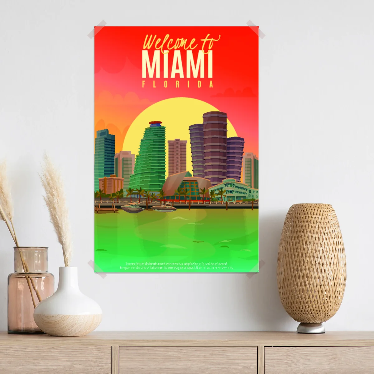 Poster Miami sonnenuntergang skyline Poster Miami sonnenuntergang skyline
