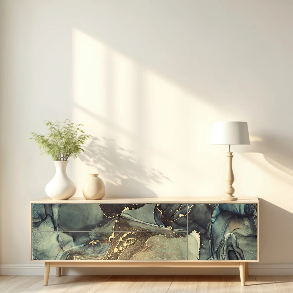 Repositionierbarer Aufkleber türkis und gold fließende abstraktion Repositionierbarer Aufkleber türkis und gold fließende abstraktion