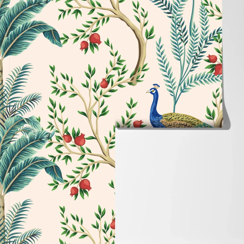 Fototapete pfau zwischen granatästen Fototapete pfau zwischen granatästen