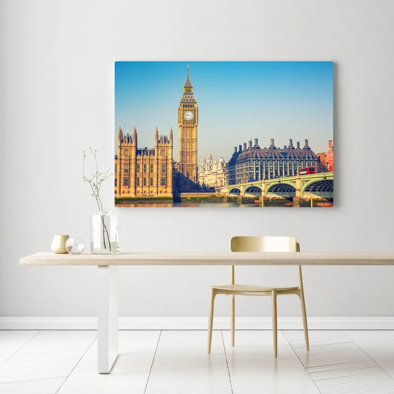 Leinwandbild London mit Big Ben und Westminster Bridge Leinwandbild London mit Big Ben und Westminster Bridge