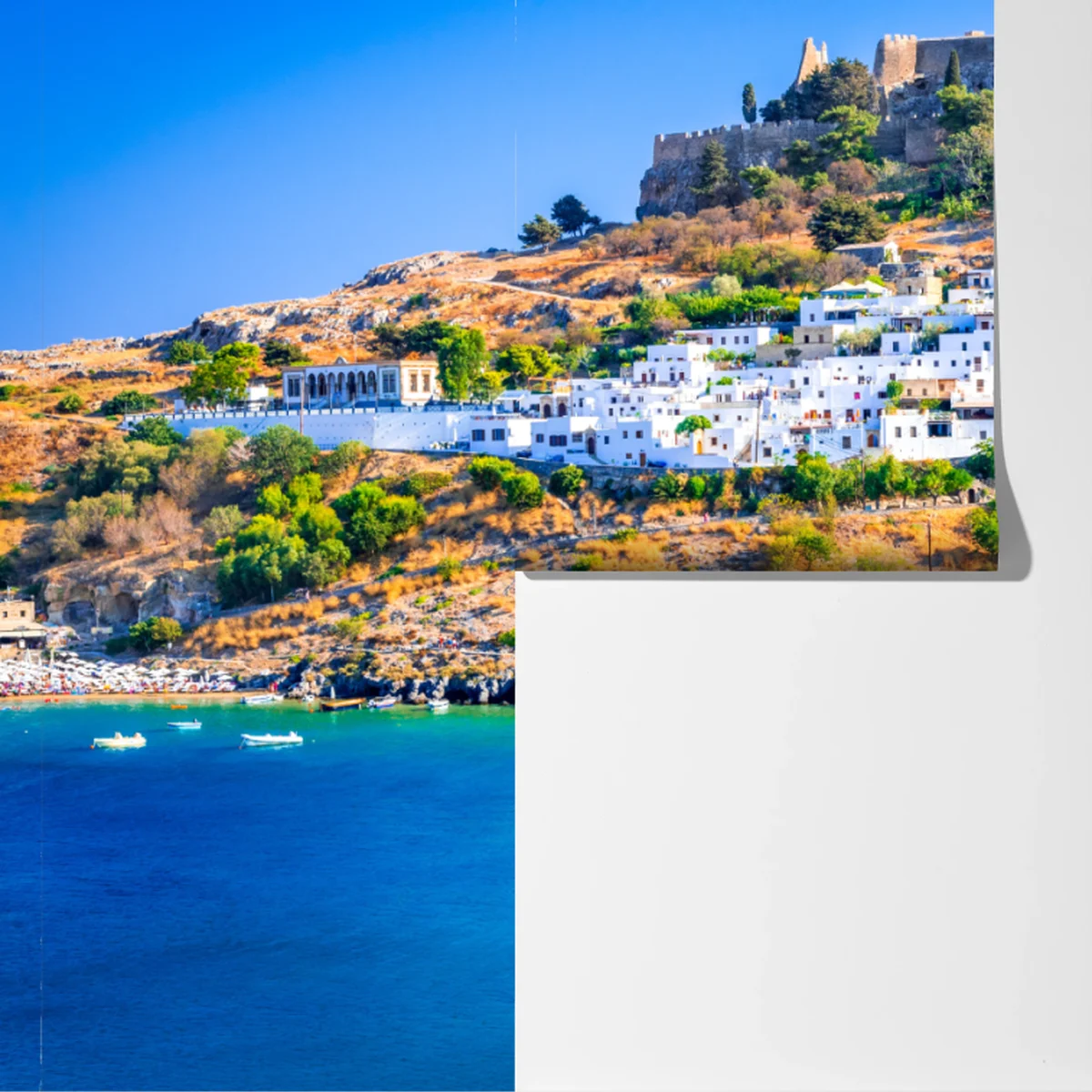 Fototapeta Lindos: akropol nad białą wioską, Rodos Fototapeta Lindos: akropol nad białą wioską, Rodos